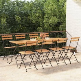 Sillas cafetería plegables 8 uds acero y madera maciza de teca de , Sillas de jardín - Ref: Foro24-3152111, Precio: 311,22 €,...