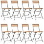 Sillas cafetería plegables 8 uds acero y madera maciza de teca de , Sillas de jardín - Ref: Foro24-3152111, Precio: 311,22 €,...