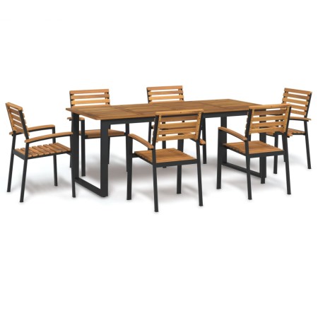 Juego de comedor de jardín 7 pzas madera maciza acacia y metal de , Conjuntos de jardín - Ref: Foro24-3155404, Precio: 786,39...