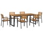 Juego de comedor de jardín 7 pzas madera maciza acacia y metal de , Conjuntos de jardín - Ref: Foro24-3155404, Precio: 786,39...