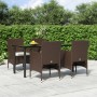 Juego de comedor de jardín 5 piezas con cojines marrón y negro de , Conjuntos de jardín - Ref: Foro24-3156612, Precio: 380,35...