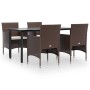 Juego de comedor de jardín 5 piezas con cojines marrón y negro de , Conjuntos de jardín - Ref: Foro24-3156612, Precio: 380,35...