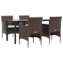 Juego de comedor de jardín 5 piezas con cojines marrón y negro de , Conjuntos de jardín - Ref: Foro24-3156612, Precio: 380,35...