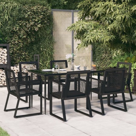 Juego de comedor para jardín 7 piezas ratán PVC negro de , Conjuntos de jardín - Ref: Foro24-3156549, Precio: 600,91 €, Descu...