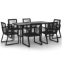 Juego de comedor para jardín 7 piezas ratán PVC negro de , Conjuntos de jardín - Ref: Foro24-3156549, Precio: 600,91 €, Descu...