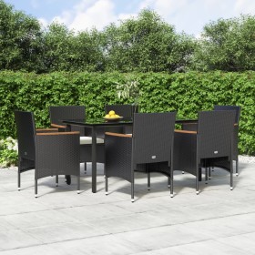Juego de comedor de jardín 7 piezas con cojines negro de , Conjuntos de jardín - Ref: Foro24-3156633, Precio: 435,50 €, Descu...