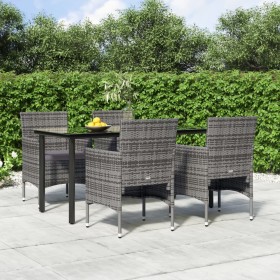 Juego de comedor para jardín 5 piezas con cojines gris y negro de , Conjuntos de jardín - Ref: Foro24-3156604, Precio: 350,91...