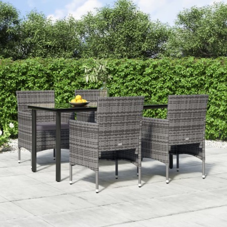 Juego de comedor para jardín 5 piezas con cojines gris y negro de , Conjuntos de jardín - Ref: Foro24-3156604, Precio: 350,91...
