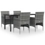Juego de comedor para jardín 5 piezas con cojines gris y negro de , Conjuntos de jardín - Ref: Foro24-3156604, Precio: 350,91...
