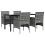 Juego de comedor para jardín 5 piezas con cojines gris y negro de , Conjuntos de jardín - Ref: Foro24-3156604, Precio: 350,91...