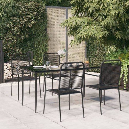 Juego de comedor jardín 5 pzas acero y cuerda de algodón negro de , Conjuntos de jardín - Ref: Foro24-3156540, Precio: 333,95...