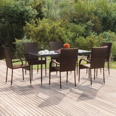 Juego de comedor de jardín 7 piezas ratán sintético marrón de , Conjuntos de jardín - Ref: Foro24-3156673, Precio: 415,54 €, ...