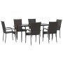 Juego de comedor de jardín 7 piezas ratán sintético marrón de , Conjuntos de jardín - Ref: Foro24-3156673, Precio: 415,54 €, ...