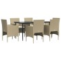 Juego de comedor de jardín 7 piezas con cojines beige y negro de , Conjuntos de jardín - Ref: Foro24-3156625, Precio: 535,81 ...