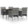 Juego de comedor para jardín 5 piezas con cojines gris y negro de , Conjuntos de jardín - Ref: Foro24-3156644, Precio: 423,79...