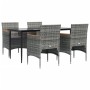 Juego de comedor para jardín 5 piezas con cojines gris y negro de , Conjuntos de jardín - Ref: Foro24-3156644, Precio: 423,79...