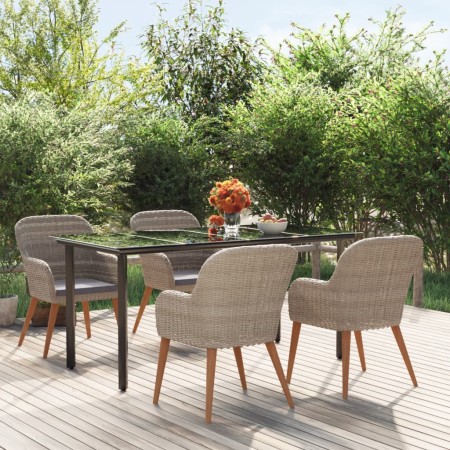 Juego de comedor de jardín 5 piezas con cojines marrón de , Conjuntos de jardín - Ref: Foro24-3156722, Precio: 593,21 €, Desc...