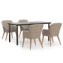 Juego de comedor de jardín 5 piezas con cojines marrón de , Conjuntos de jardín - Ref: Foro24-3156722, Precio: 593,21 €, Desc...
