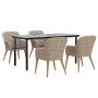 Juego de comedor de jardín 5 piezas con cojines marrón de , Conjuntos de jardín - Ref: Foro24-3156722, Precio: 593,21 €, Desc...