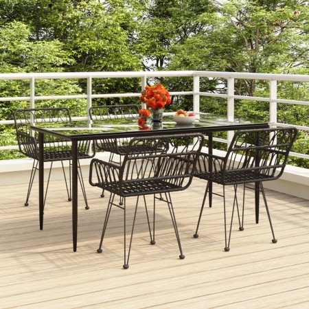 Juego de comedor de jardín 5 piezas ratán sintético negro de , Conjuntos de jardín - Ref: Foro24-3157855, Precio: 407,90 €, D...