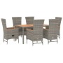 Set comedor jardín 7 pzas y cojines ratán sintético gris de , Conjuntos de jardín - Ref: Foro24-3157550, Precio: 923,59 €, De...