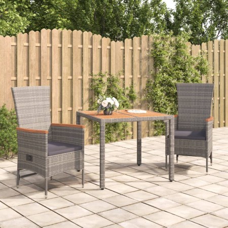 Set comedor de jardín 3 piezas con cojines ratán sintético gris de , Conjuntos de jardín - Ref: Foro24-3157546, Precio: 346,4...