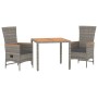 Set comedor de jardín 3 piezas con cojines ratán sintético gris de , Conjuntos de jardín - Ref: Foro24-3157546, Precio: 346,4...