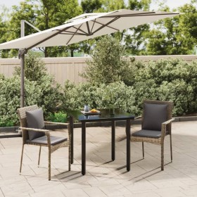 Set comedor jardín 3 pzas y cojines ratán sintético negro gris de , Conjuntos de jardín - Ref: Foro24-3185113, Precio: 194,77...