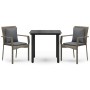 Set comedor jardín 3 pzas y cojines ratán sintético negro gris de , Conjuntos de jardín - Ref: Foro24-3185113, Precio: 194,77...