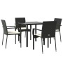 Set de muebles jardín 5 pzas con cojines ratán sintético negro de , Conjuntos de jardín - Ref: Foro24-3185132, Precio: 325,39...