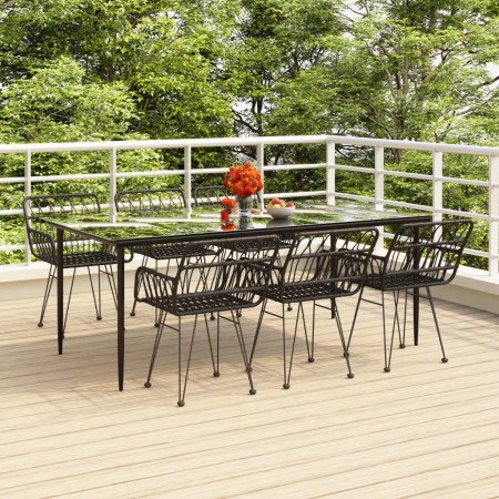 Juego de comedor de jardín 7 piezas ratán sintético negro de , Conjuntos de jardín - Ref: Foro24-3157857, Precio: 641,70 €, D...