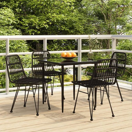 Juego de comedor de jardín 5 piezas ratán sintético negro de , Conjuntos de jardín - Ref: Foro24-3157881, Precio: 385,02 €, D...