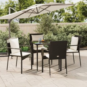 Set de muebles jardín 5 pzas con cojines ratán sintético negro de , Conjuntos de jardín - Ref: Foro24-3185096, Precio: 363,56...