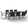 Set de comedor de jardín 9 pzas y cojines ratán sintético negro de , Conjuntos de jardín - Ref: Foro24-3185124, Precio: 696,5...