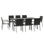 Set de comedor de jardín 9 pzas y cojines ratán sintético negro de , Conjuntos de jardín - Ref: Foro24-3185124, Precio: 696,5...