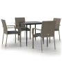 Set comedor jardín 5 pzas y cojines ratán sintético negro gris de , Conjuntos de jardín - Ref: Foro24-3185126, Precio: 346,65...
