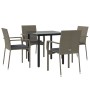 Set comedor jardín 5 pzas y cojines ratán sintético negro gris de , Conjuntos de jardín - Ref: Foro24-3185126, Precio: 346,65...
