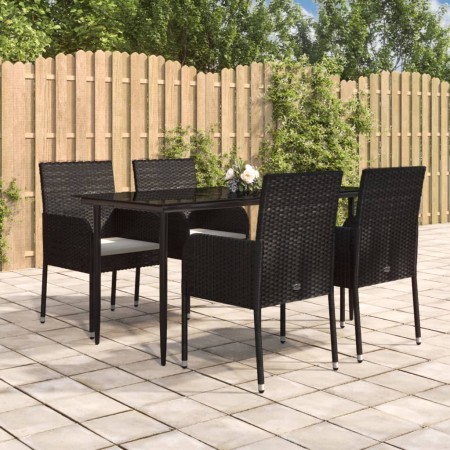 Set de muebles jardín 5 pzas con cojines ratán sintético negro de , Conjuntos de jardín - Ref: Foro24-3185145, Precio: 347,52...