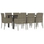 Set comedor jardín 9 pzas y cojines ratán sintético negro gris de , Conjuntos de jardín - Ref: Foro24-3185164, Precio: 556,25...