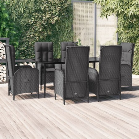 Set de comedor de jardín 7 pzas y cojines ratán sintético negro de , Conjuntos de jardín - Ref: Foro24-3185172, Precio: 878,6...