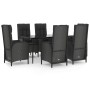 Set de comedor de jardín 7 pzas y cojines ratán sintético negro de , Conjuntos de jardín - Ref: Foro24-3185172, Precio: 878,6...