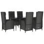 Set de comedor de jardín 7 pzas y cojines ratán sintético negro de , Conjuntos de jardín - Ref: Foro24-3185172, Precio: 878,6...