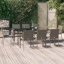 Set comedor jardín 9 pzas y cojines ratán sintético negro gris de , Conjuntos de jardín - Ref: Foro24-3185130, Precio: 683,37...