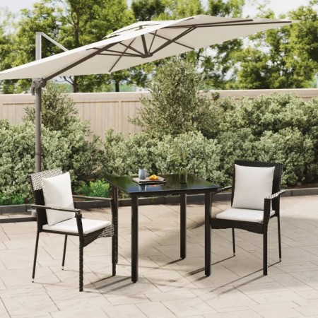 Set comedor de jardín 3 pzas con cojines ratán sintético negro de , Conjuntos de jardín - Ref: Foro24-3185107, Precio: 192,05...