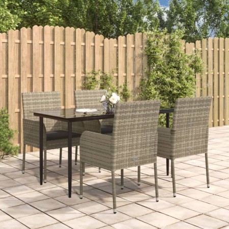 Set comedor jardín 5 pzas y cojines ratán sintético negro gris de , Conjuntos de jardín - Ref: Foro24-3185151, Precio: 349,79...