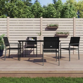 Juego de comedor para jardín 5 piezas ratán sintético y acero de , Conjuntos de jardín - Ref: Foro24-3187011, Precio: 305,37 ...