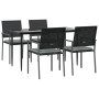 Juego comedor jardín 5 piezas y cojines ratán sintético y acero de , Conjuntos de jardín - Ref: Foro24-3187005, Precio: 305,2...