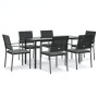 Juego comedor jardín 7 piezas y cojines ratán sintético y acero de , Conjuntos de jardín - Ref: Foro24-3187026, Precio: 409,7...