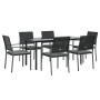 Juego comedor jardín 7 piezas y cojines ratán sintético y acero de , Conjuntos de jardín - Ref: Foro24-3187026, Precio: 409,7...