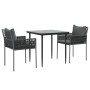 Juego comedor jardín 3 piezas y cojines ratán sintético y acero de , Conjuntos de jardín - Ref: Foro24-3187051, Precio: 285,3...